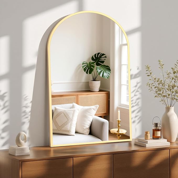 Sweetcrispy 26.5"x38" Arched Gold Bathroom Vanity Mirror - Image 5