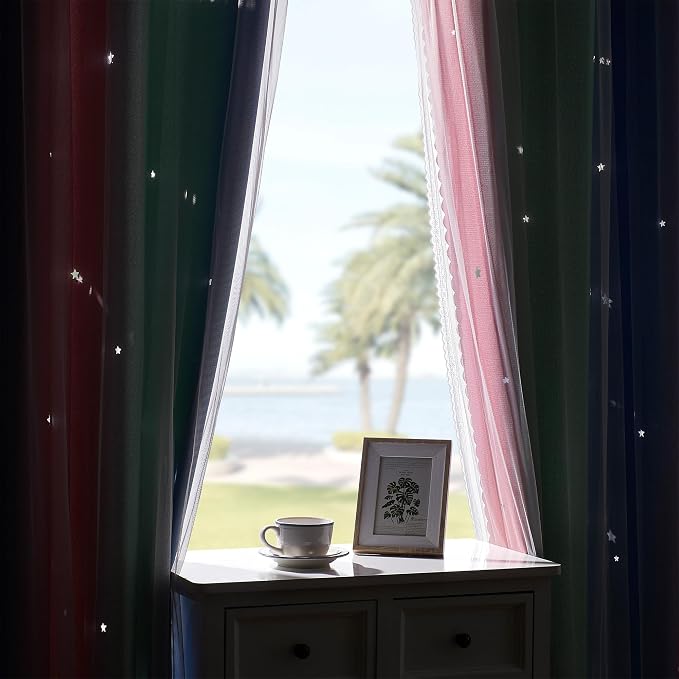 XiDi Curtains for Bedroom Decor, Rainbow Pink GreenBlue34/96/1 - Image 5