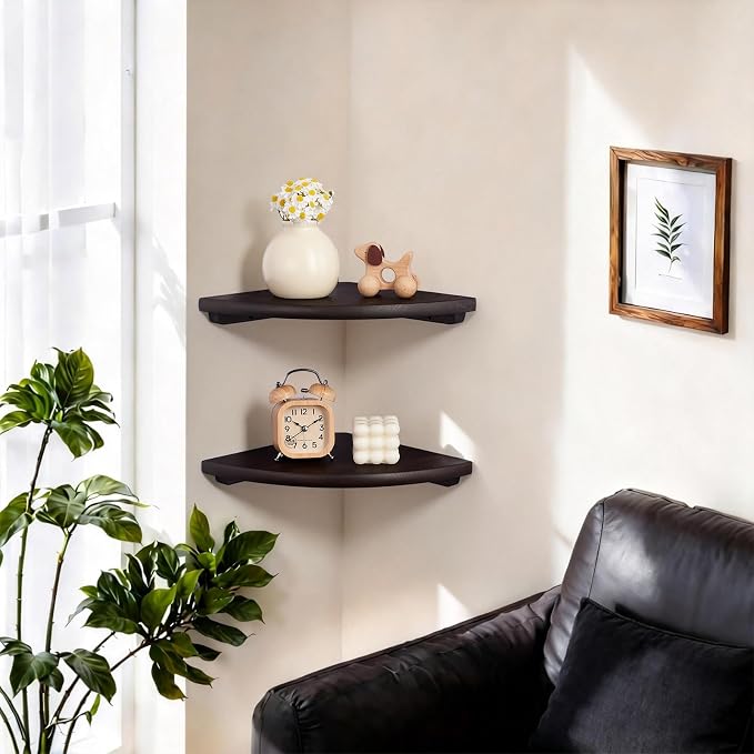 Gieanoo Corner Wall Shelf, 16inch Solid Oak Wood Floating Corner Shelf - Image 2