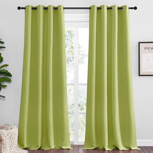 NICETOWN Fresh Green Blackout Curtains 90 inches Length by NICETOWN