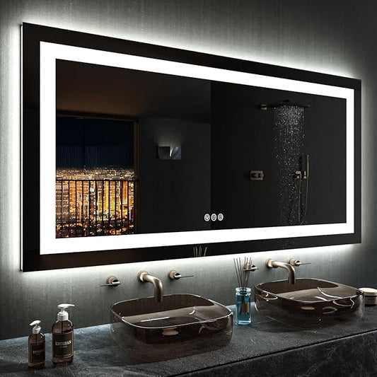 LOAAO 55X30 Inch RGB LED Bathroom Mirror by LOAAO