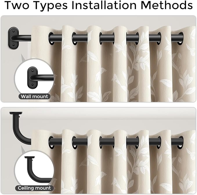 2 Pack Curtain Rods 32-46 Inch, 1 Inch Adjustable Heavy Duty Room Darkening - Image 4