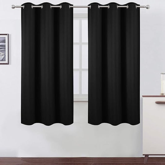 LEMOMO Black Blackout Curtains 34 x 63 Inch Length/Set of 2 Curtain by Lemomo
