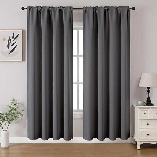 CUCRAF Light Grey Blackout Curtains 72 inch Length 2 Panels Set, Rod Pocket by CUCRAF