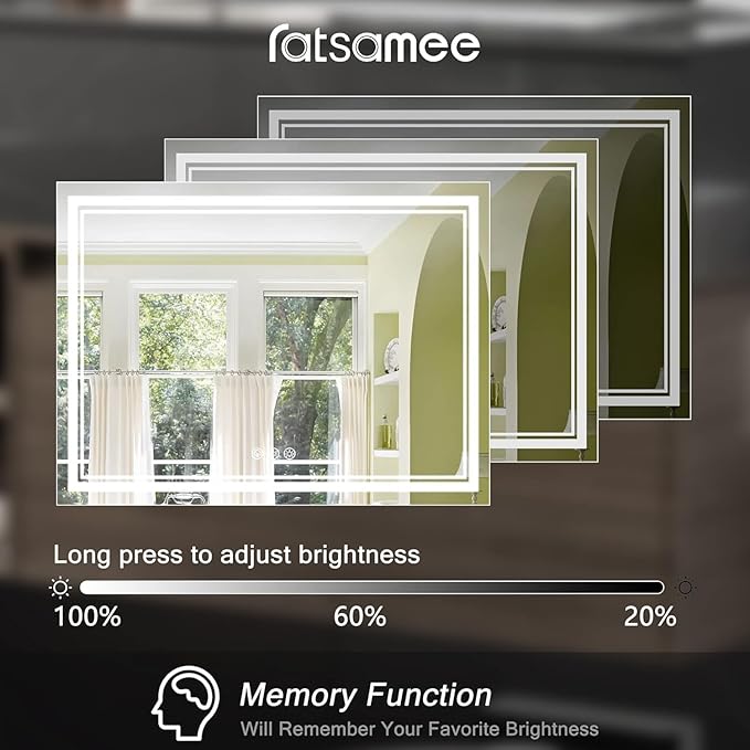 Ratsamee 40x36 Inch Led Mirror for Bathroom - Image 4