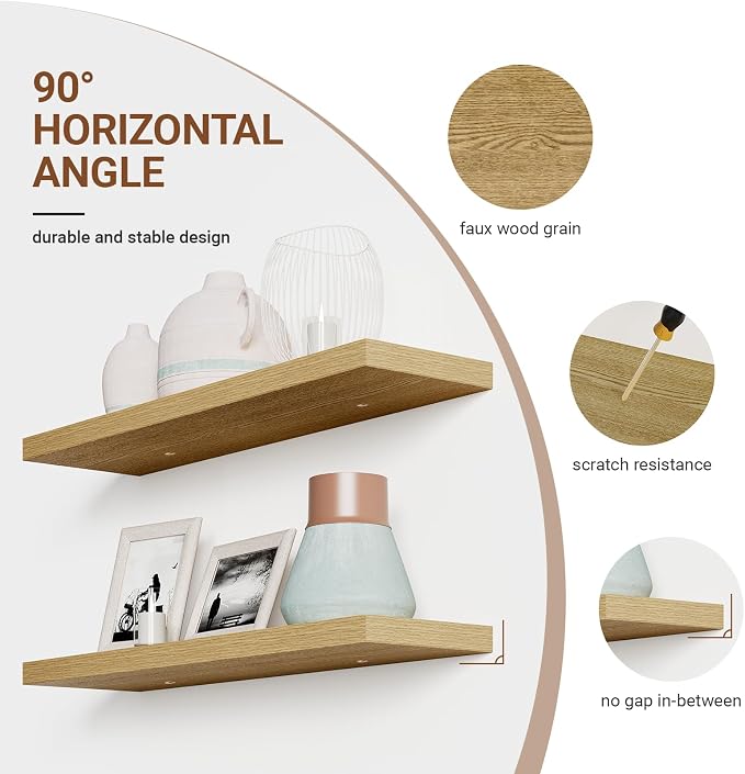 Heimlove Floating Shelves for Wall Set of 2, 9.3" Deep Wall Shelves, 39.4" W x - Image 4