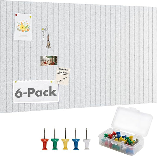Cork Board Tiles for Wall with Push Pins, Removable 36" x 24" Slat Bulletin by Magrowill
