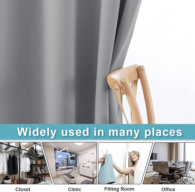 RYB HOME Portable Room Divider Curtains Energy Saving Noise Reducing Drapes - Image 5