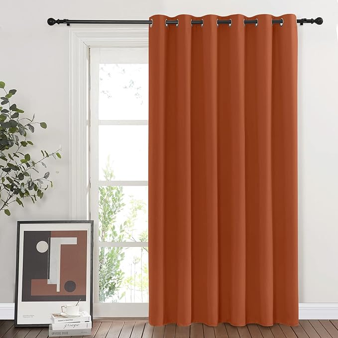 NICETOWN Room Divider Curtain 84 inch Length, Grommet Privacy & Noise Reducing Room Divider Thermal Insulated Window Drape for Sliding Glass Door (1 Panel, Burnt Orange, W80 x L84)