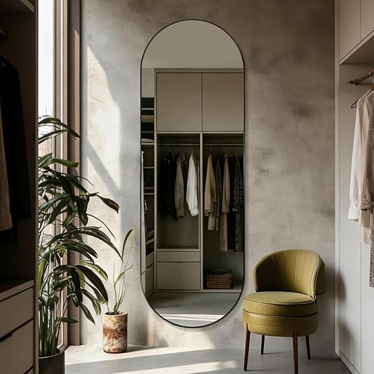 Oval Full Length Mirror, Ultra-Clear Explosion-Proof Dressing Mirror, Simple by TheiaMo