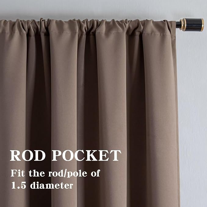 IGEMAEVE Blackout Curtains 108 Inch Length 2 Panels Set, Rod Pocket Energy - Image 2