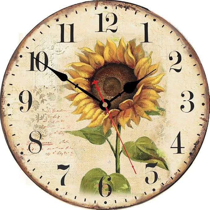 VIKMARI Sunflower Wall Clock Silent Non Ticking by VIKMARIWallClock