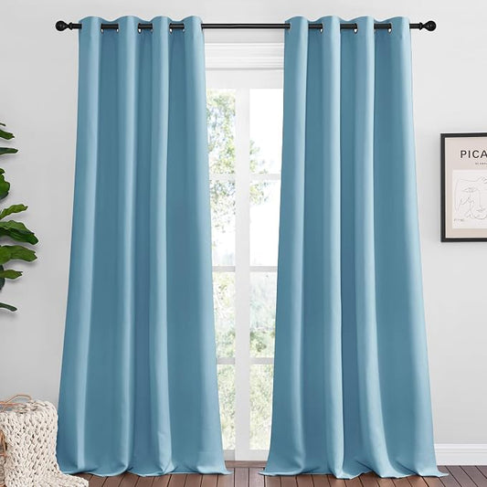 NICETOWN Teal Blue Blackout Curtains 102 inches Length by NICETOWN