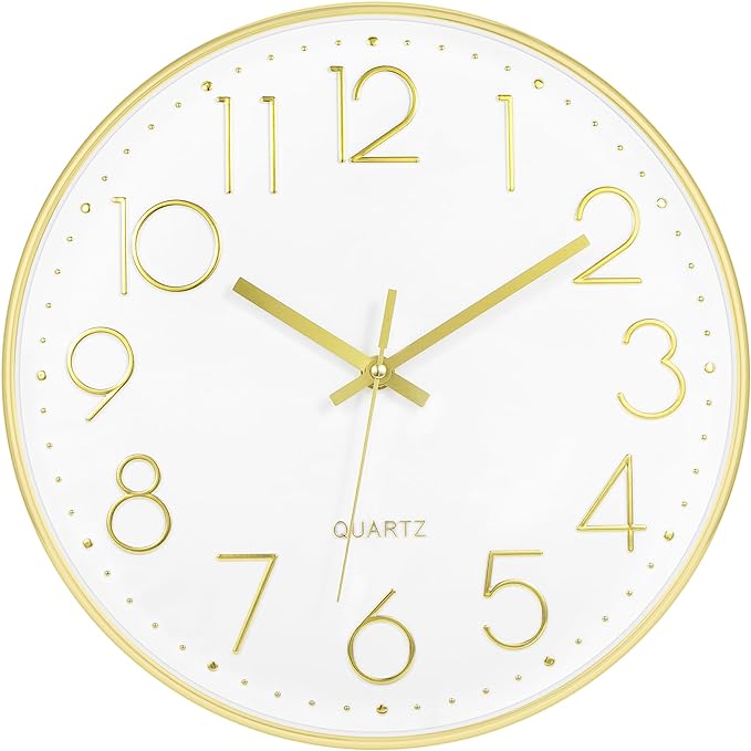 Foxtop 14 Inch Large Wall Clock Silent Non-Ticking Battery Operated Round by Foxtop