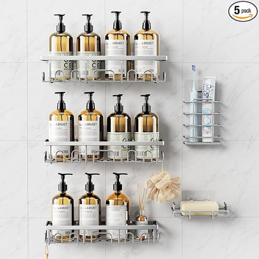 Shower Caddy, 5 Pack Shower Shelves by Deyhoc