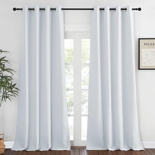 NICETOWN Greyish White Living Room Curtain, Room Darkening Grommet Thermal by NICETOWN