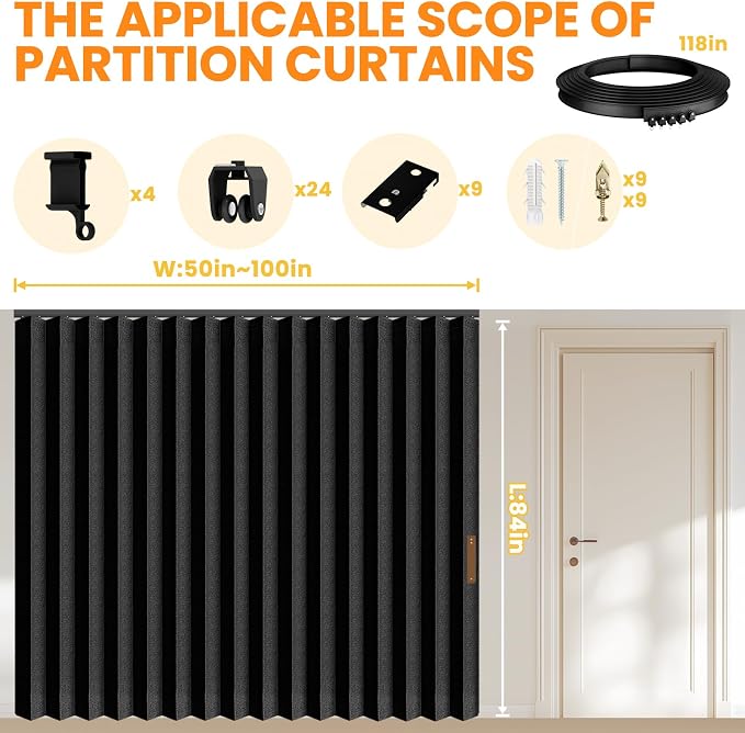 Room Divider Curtain Sets with Flexible Ceiling Track, Privacy Soundproof - Image 3
