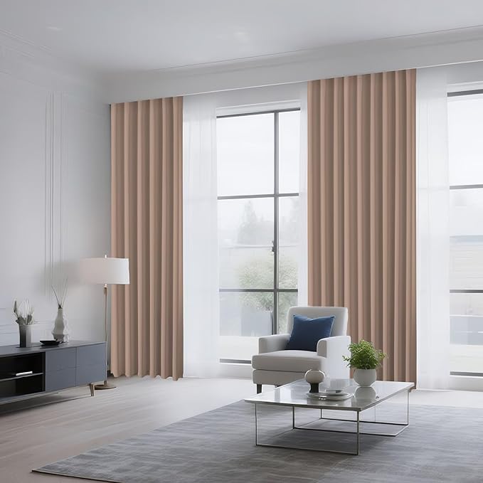CUCRAF Khaki Blackout Curtains 108 inch Length 2 Panels Set, Rod Pocket Room - Image 8