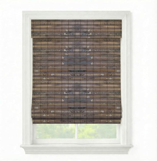 Cordless Woven Wood Roman Shades, 71W x 72H, Hatteras Cocoa, Sizes 20-72 Wide by FirstRateBlinds