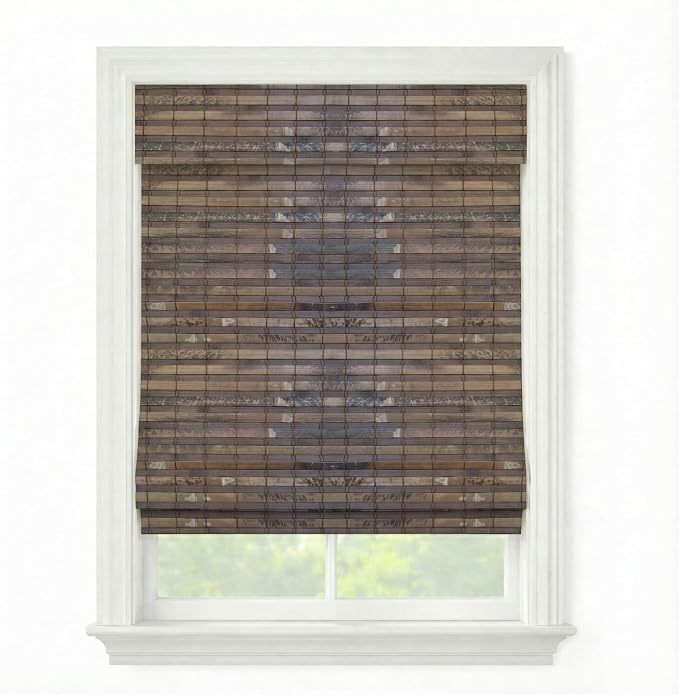 Cordless Woven Wood Roman Shades, 62W x 36H, Hatteras Cocoa, Sizes 20-72 Wide by FirstRateBlinds