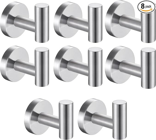 8 Pcs Silver Bathroom Towel Hook Robe Towel Hooks Coat Wall Hook Stainless by Homagic