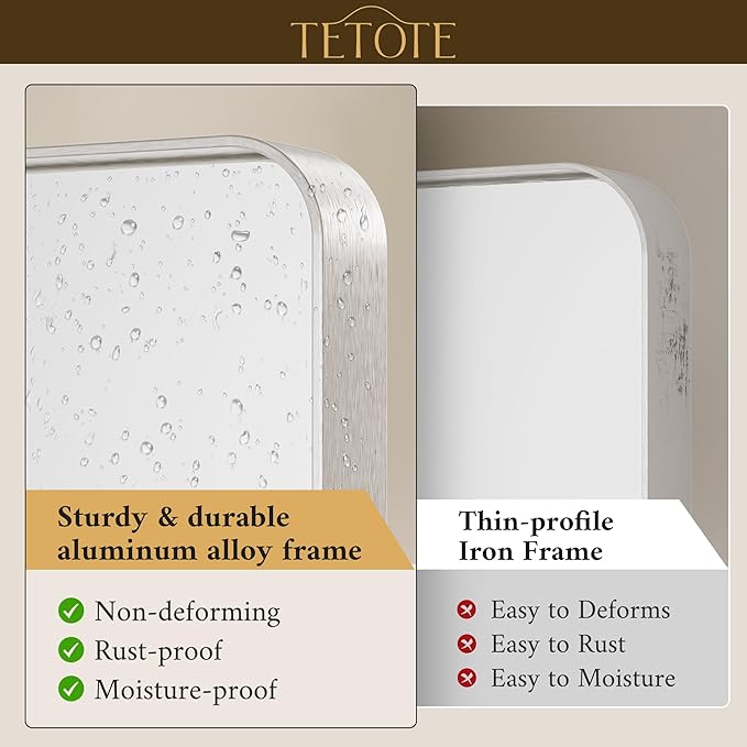 TETOTE 55 x 36 inch Brushed Nickel Mirror - Image 3