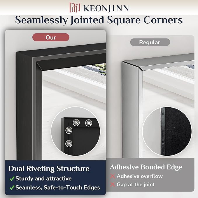 Keonjinn 72 x 36 Inch Black Bathroom Mirrors - Image 4