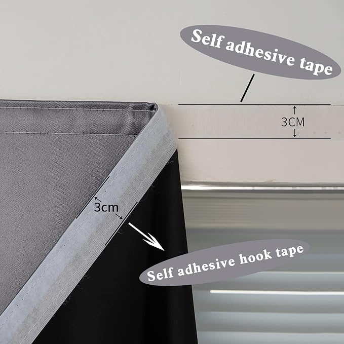 AJAZZ 100% Window Blinds Blackout Portable Blackout Curtains Adhesive Curtains - Image 6