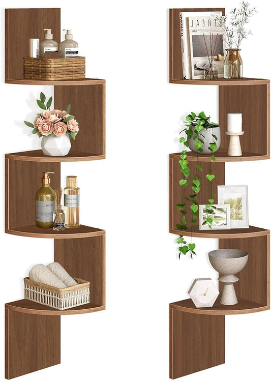 HOOBRO Corner Shelf Wall-Mounted, 4-Tier Corner Bookshelves by HOOBRO