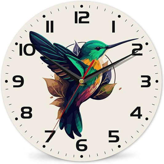 Flaying Hummingbird Bird Wall Clock Silent Non-Ticking Battery Operated Clock by DEMACYA