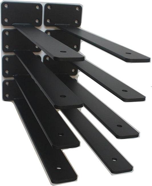 10 Pack - 12 inch Black Hidden L Shelf Bracket Iron Floating Shelf Brackets by MHMYDZ