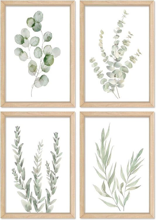 YWJKWLGS Botanical Watercolor Prints Sign Sage Green Eucalyptus Wall Decor by Unknown