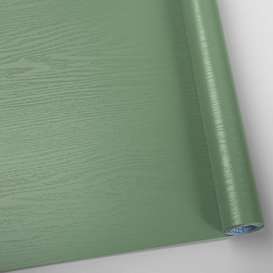 Wood Contact Paper Green Peel and Stick Wallpaper, Thickened No Tearing Vinyl by Abyssaly