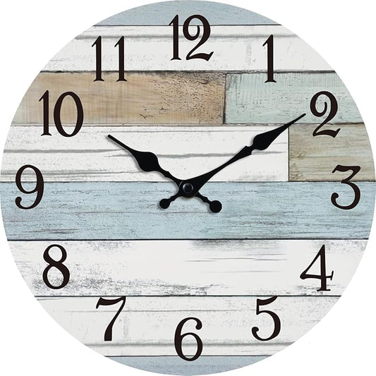 KECYET Wall Clock Battery Operated 12 Inch Silent Non Ticking Coastal Design by KECYETWALLCLOCK