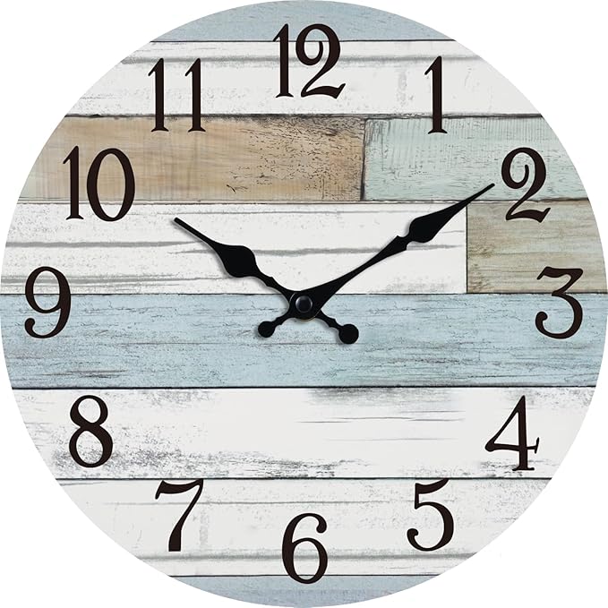 KECYET Wall Clock Battery Operated 10 Inch Silent Non Ticking Coastal Design by KECYETWALLCLOCK