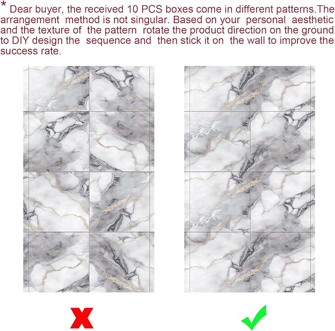 10pcs Marble Peel and Stick Waterproof Wall Panels, Heat-Resistant Backsplash - Image 8