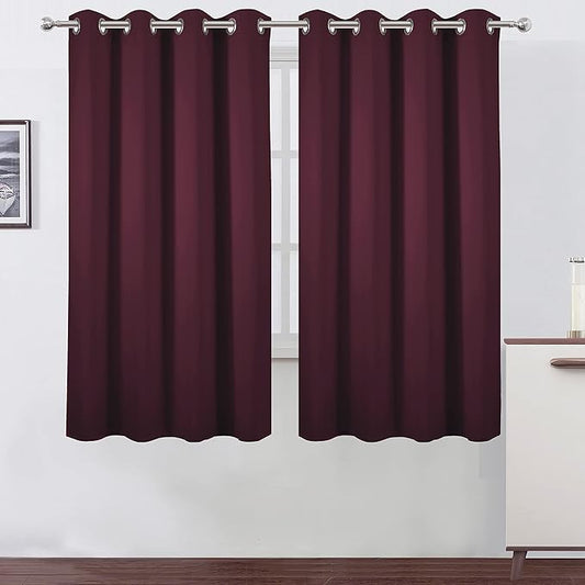 LEMOMO Burgundy Red Blackout Curtains 66 x 63 Inch Length/Set of 2 Curtain by Lemomo