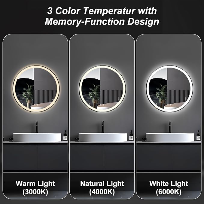 Sweetcrispy 24 Inch Round LED Bathroom Mirror - Image 5