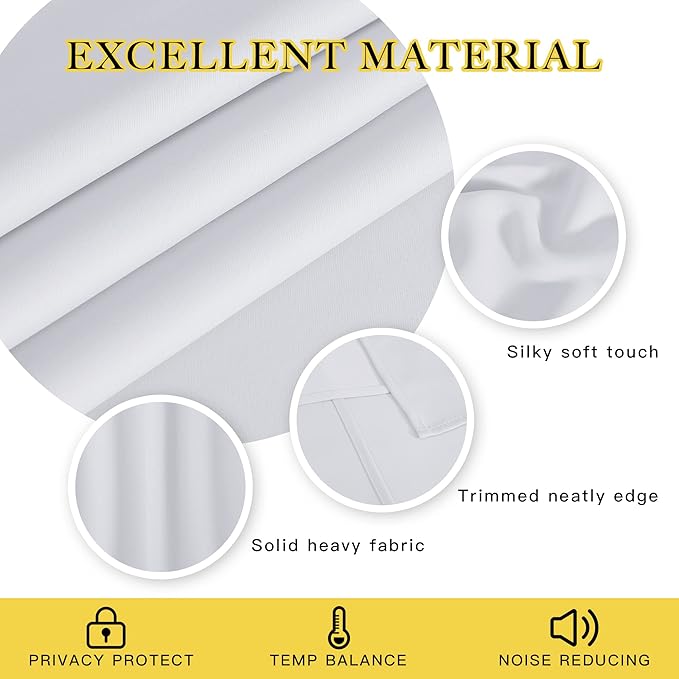 NICETOWN Blackout Living Room Curtain Greyish White - Home Fashion Grommet Thermal Insulated Room Darkening Curtain for Bedroom/Living Room (1 Panel, W52 x L90, Greyish White)