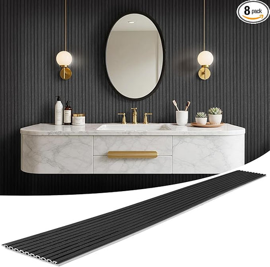 WPC Slat Wall Panels 8 Pack 96" x 8.2", Waterproof Fluted Wall Paneling by LARWORKS