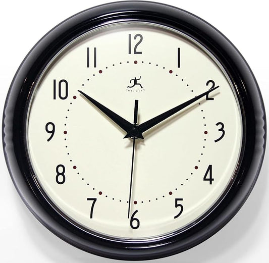 Infinity Instruments LTD. Retro 9 inch Silent Sweep Non-Ticking Mid Century by InfinityInstruments