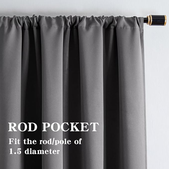 IGEMAEVE Blackout Curtains 96 Inch Length 2 Panels Set, Rod Pocket Energy - Image 2