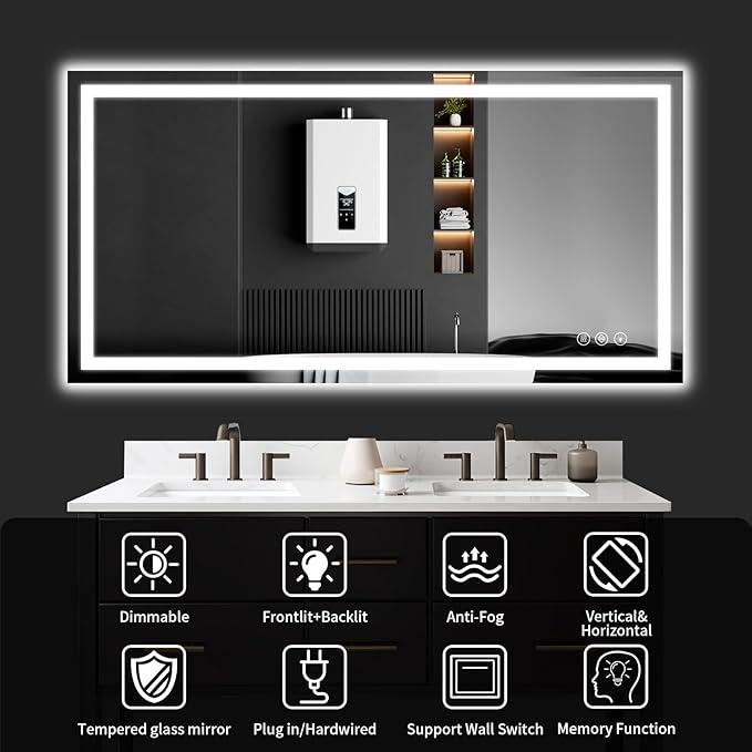 50"x30" LED Bathroom Mirror - Image 8