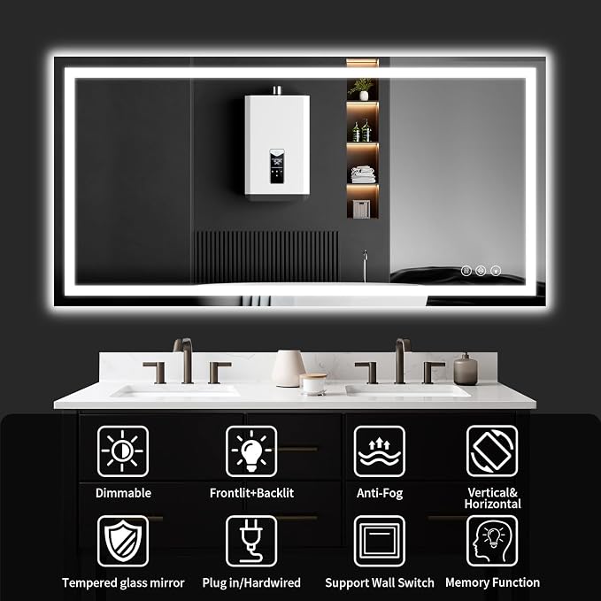 55"x30" LED Bathroom Mirror - Image 8