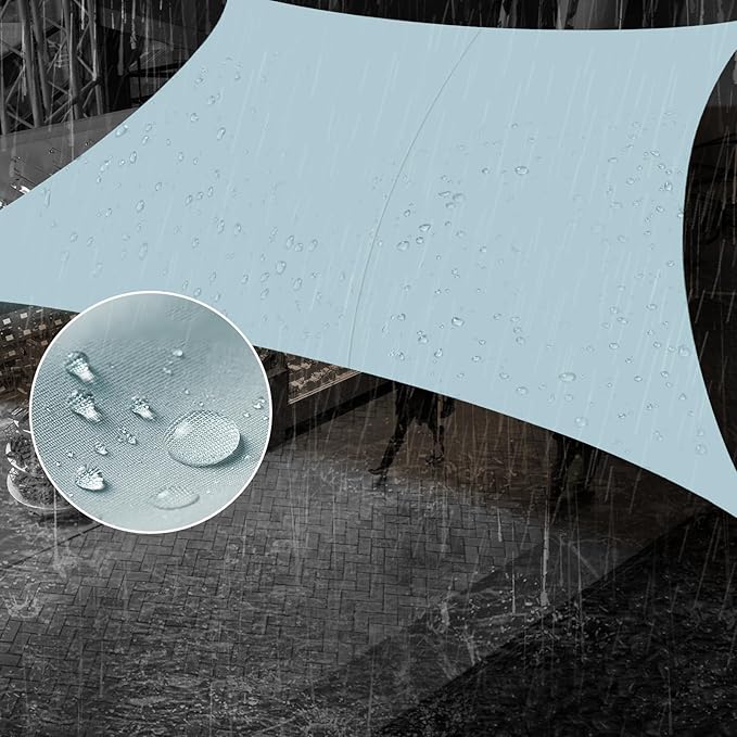 SUNNY GUARD Waterproof Sun Shade Sail 8' x 10' Sky Blue Rectangle UV Block Sunshade for Backyard Yard Deck Patio Garden Outdoor Activities and Facility(We Make Custom Size)