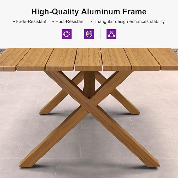 PURPLE LEAF 9 Pieces Outdoor Dining Set with Patio Aluminium Square Dining Table and Wicker Chairs Modern Furniture Cushions Sets for Backyard Indoor Decor Kitchen Teak