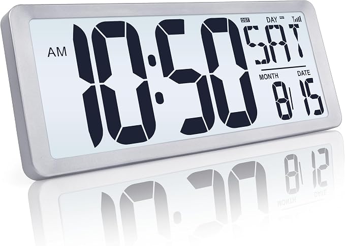TXL Silver Large Digital Wall Clock by TXL