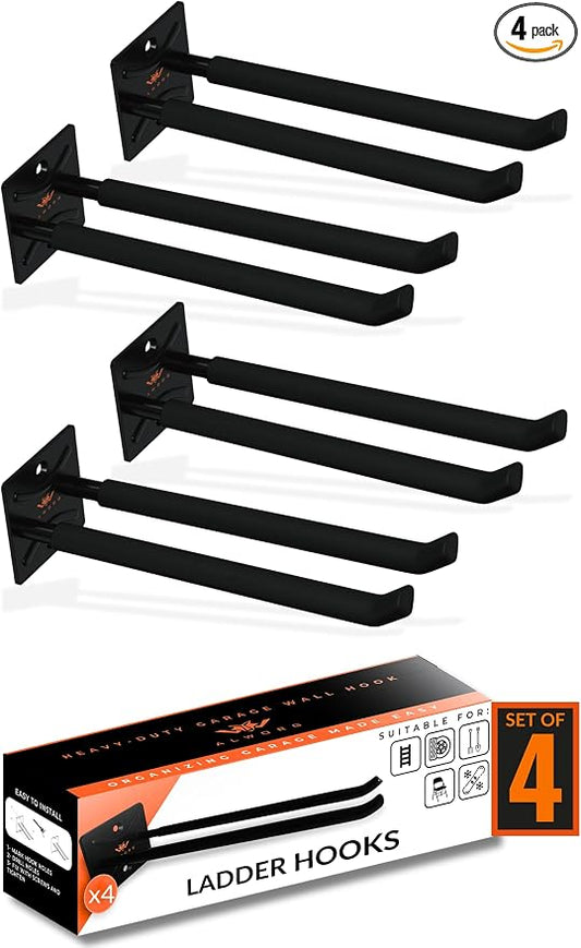 Ladder Hangers Set of 4 for Garage Wall by Alworg
