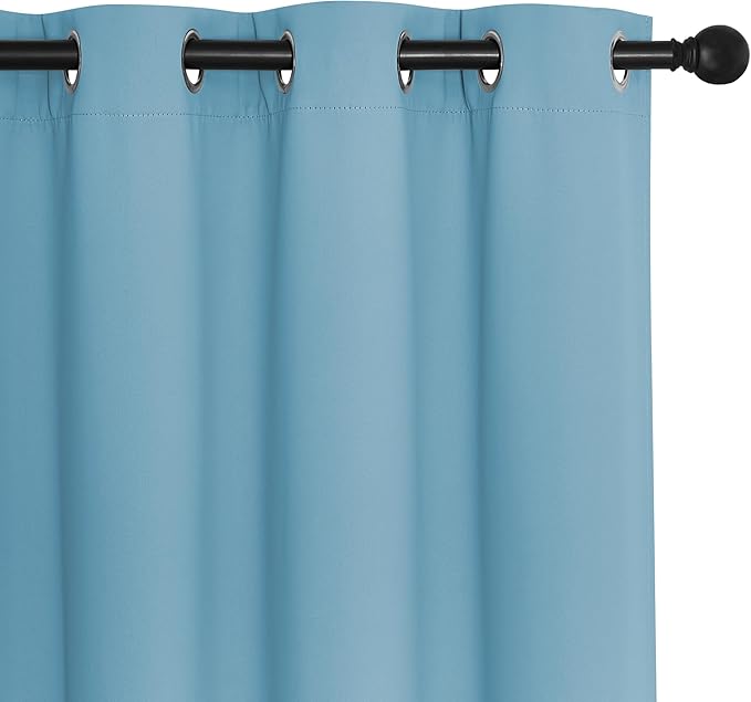 NICETOWN Blackout Curtains for Sliding Glass Door Room Divider Noise Reduce Curtain Panel Portable Window Screen Sliding Partition, W100 x L102 inches, 1 Panel, Teal Blue