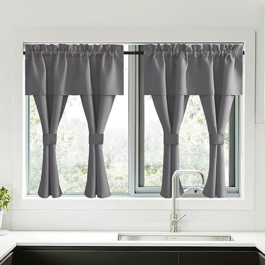 NICETOWN Short Curtains with Attached Valance by NICETOWN